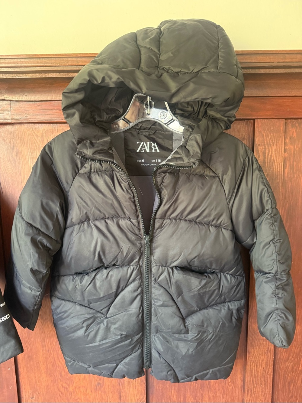 ZARA Black Hooded Puffer Coat for Kids